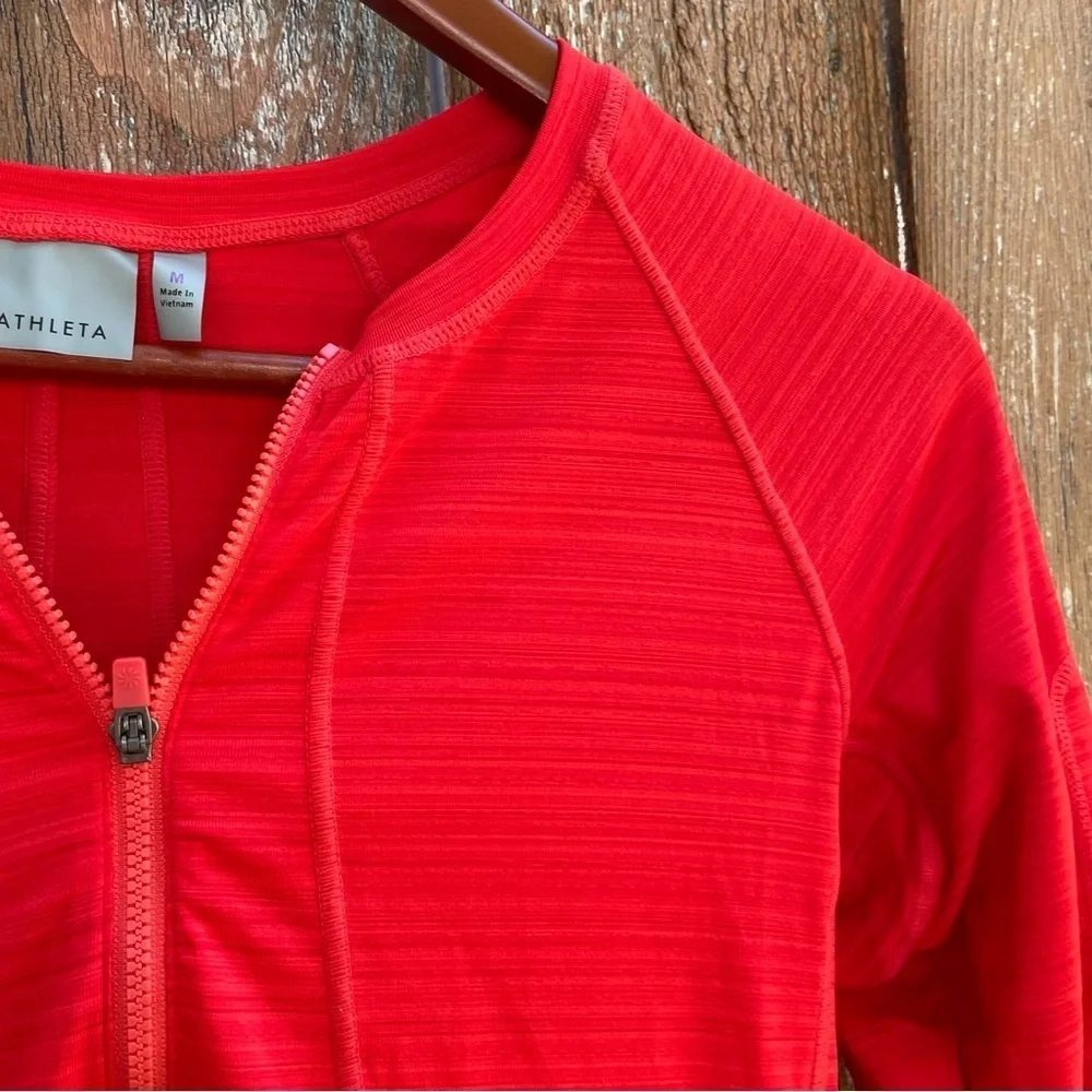 ATHLETA Women’s Orange Red Long Sleeve Half Zip Pullover Sweatshirt Size Small
